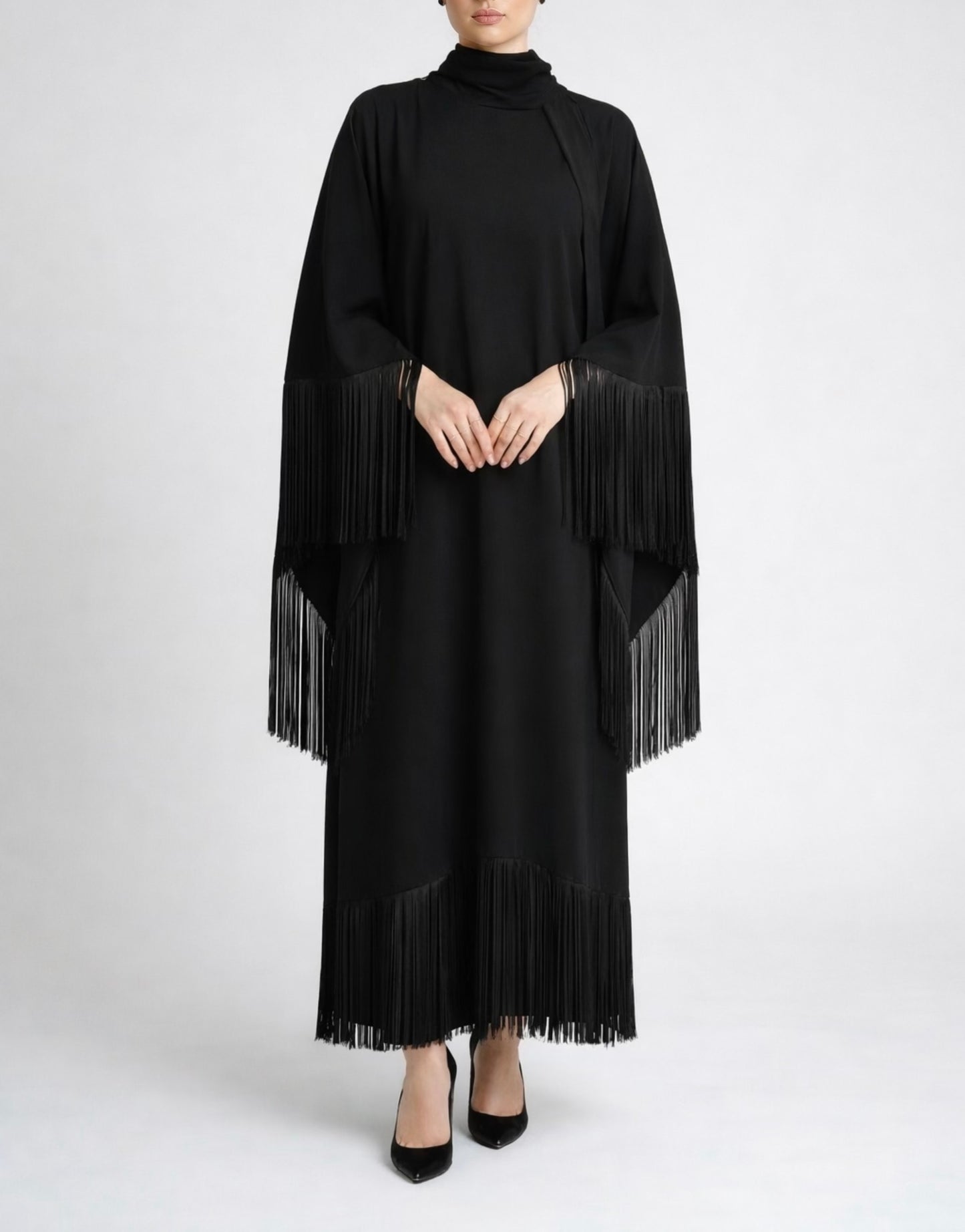 Noir Fringe trim dress