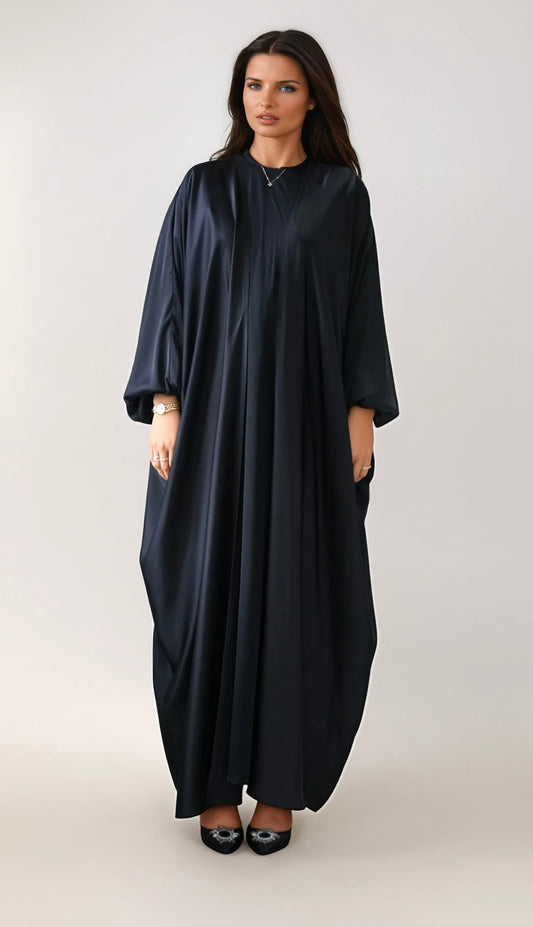 Luxe Dalia Satin Silk Abaya - Black