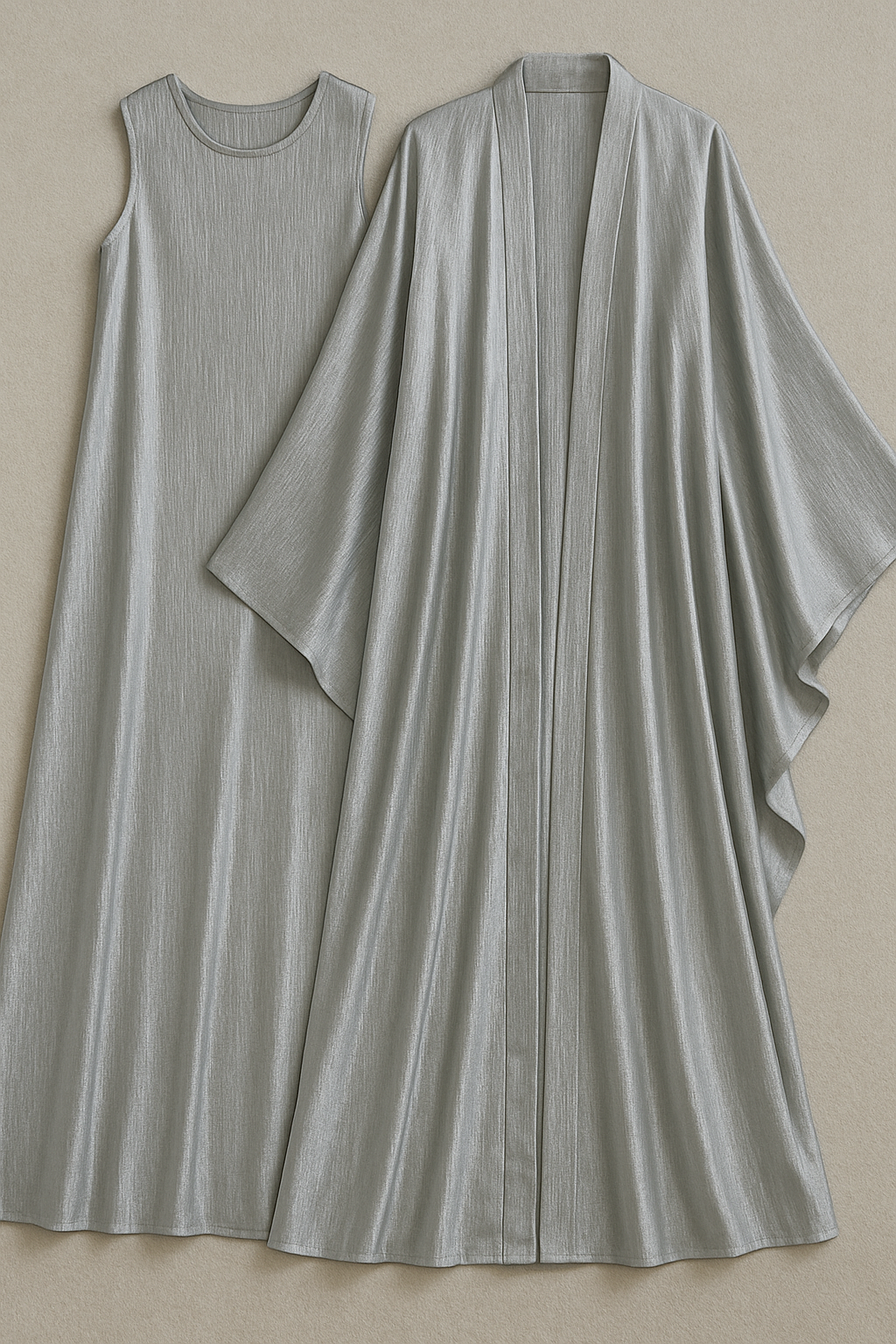 Luxe Malikah Satin Silk  Abaya - Grey