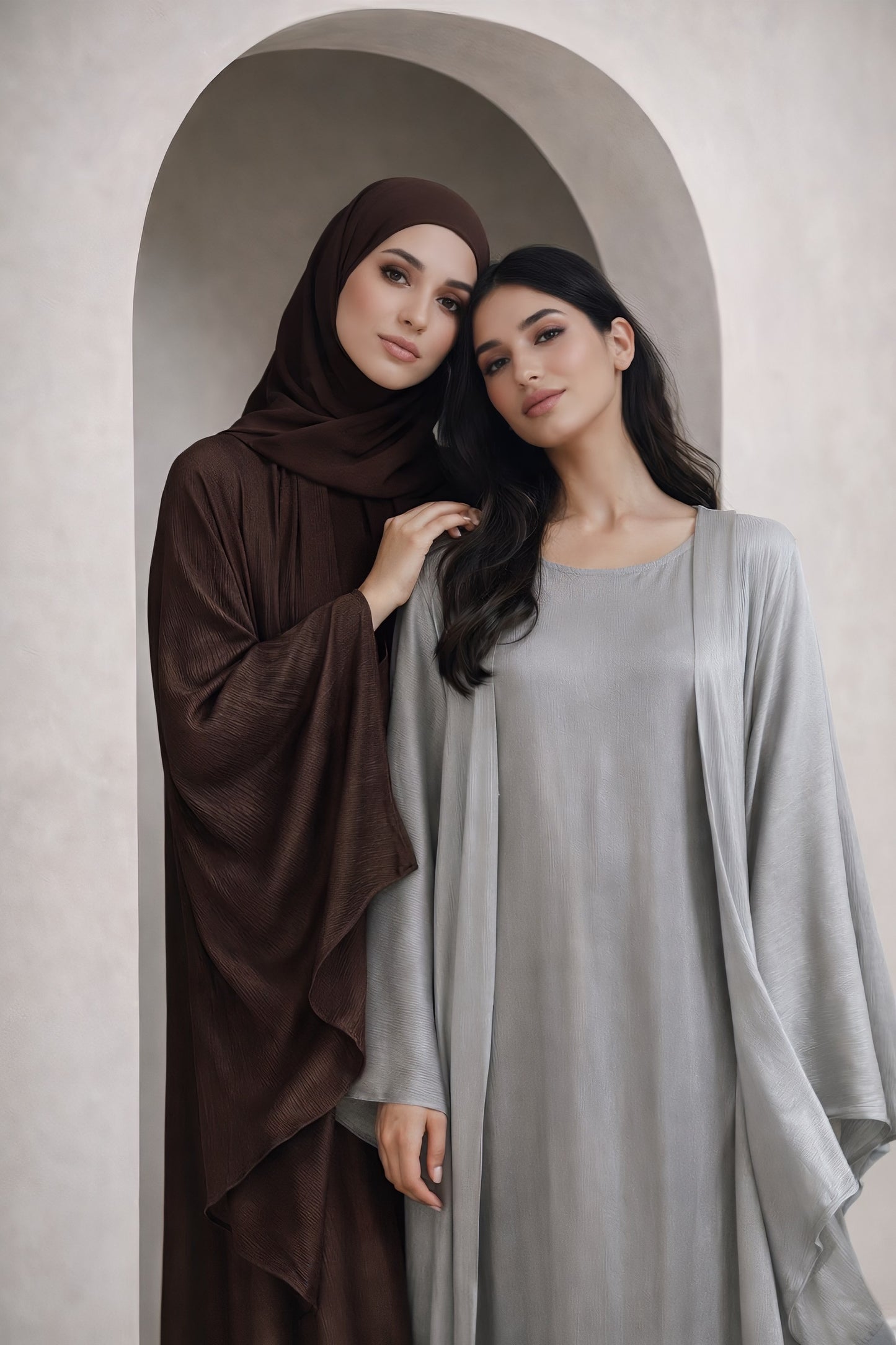 Luxe Malikah Satin Silk  Abaya - Brown
